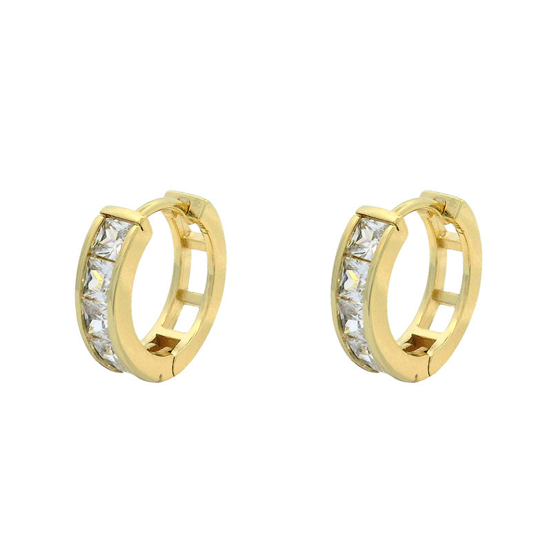 Wholesale  Fashion Square Zircon Ear Ring Geometric Ear Buckle Simple Light Luxury Earrings