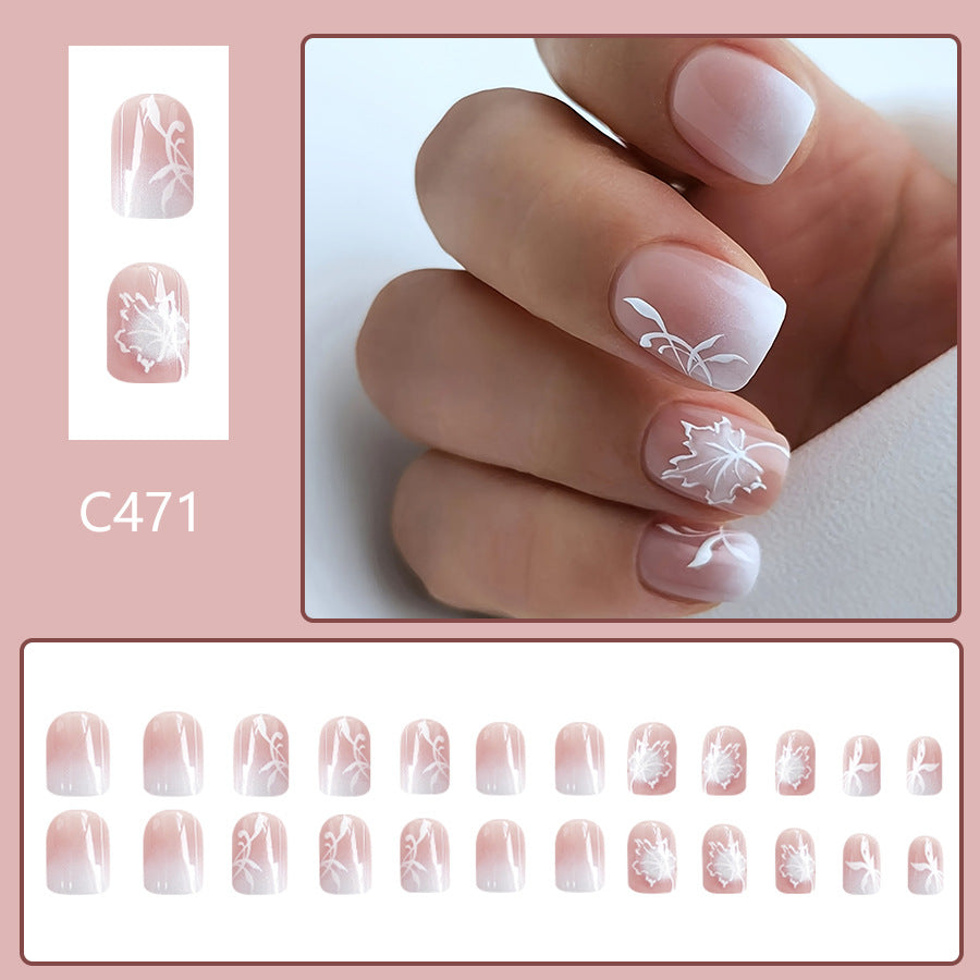 Wholesale 24 Pieces/box Shiny Irregular White Stripes Press-on Nails Kits Nail Stickers ACC-NS-GuaiXL100