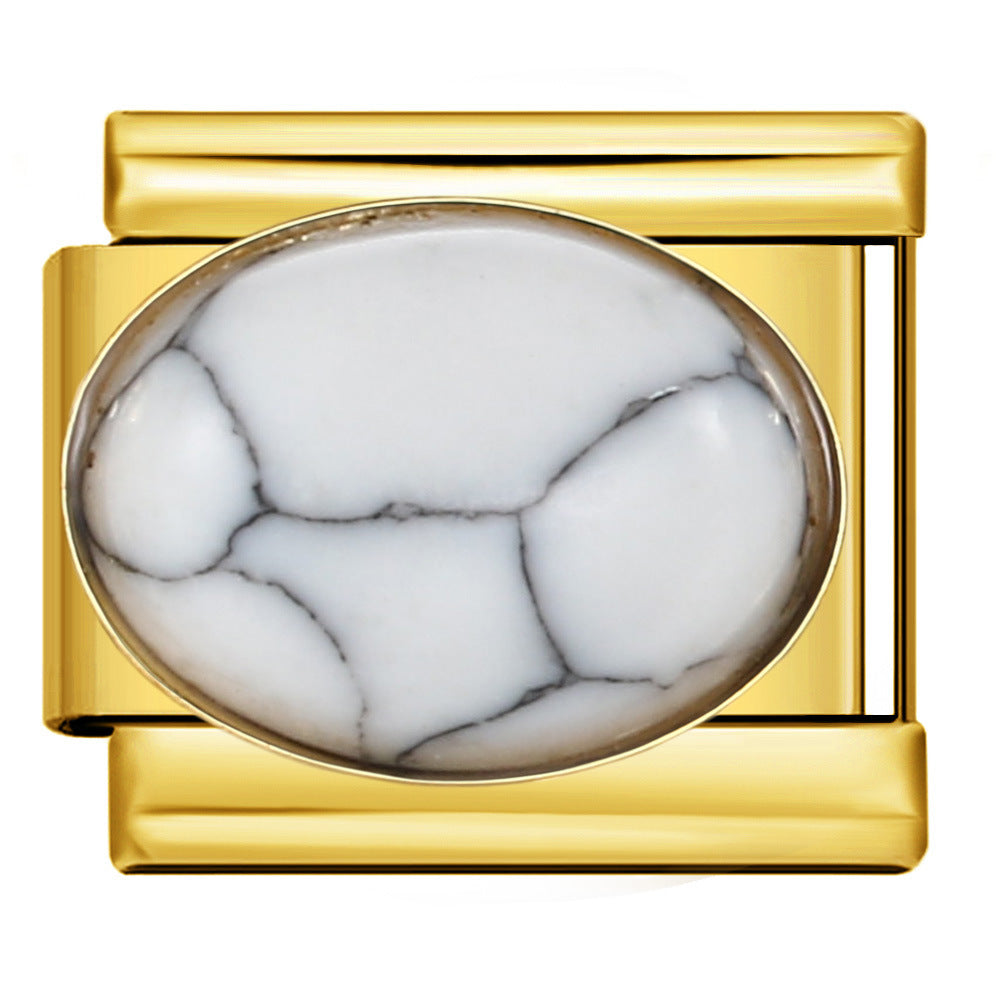 Wholesale Italian Charm Bracelet 9mm DIY Splicing Removable Large Oval Color Stone Stainless Steel Composable Bracelet