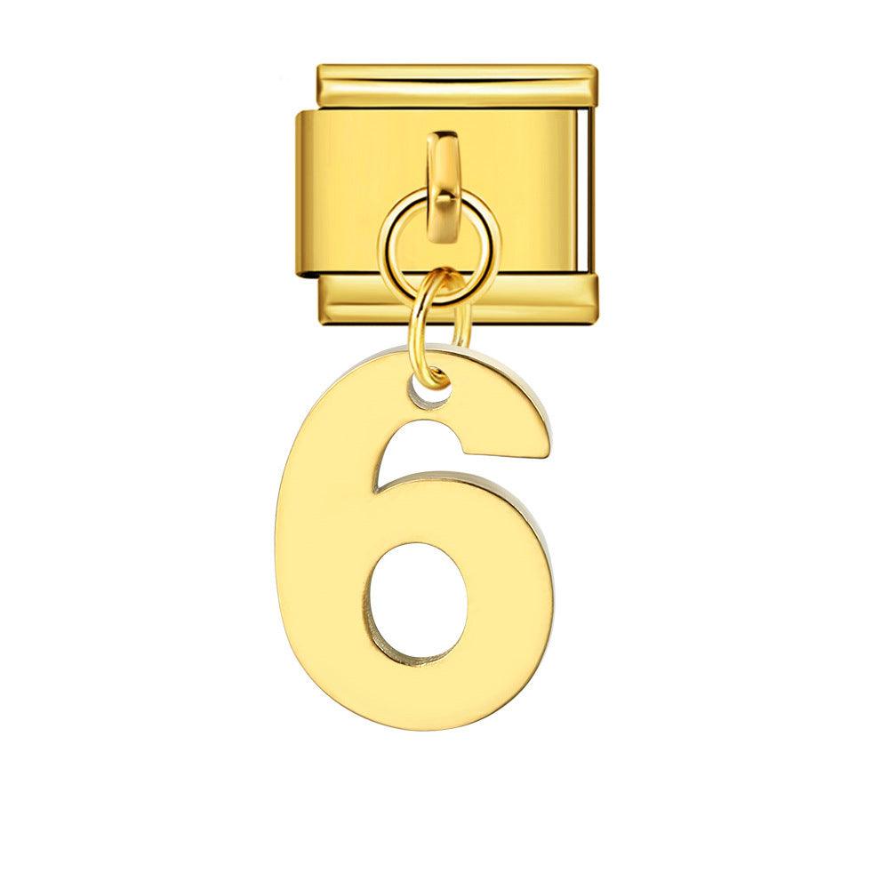 Bracciale fai da te con ciondolo con gancio in acciaio inossidabile a una cifra modulare italiano all'ingrosso