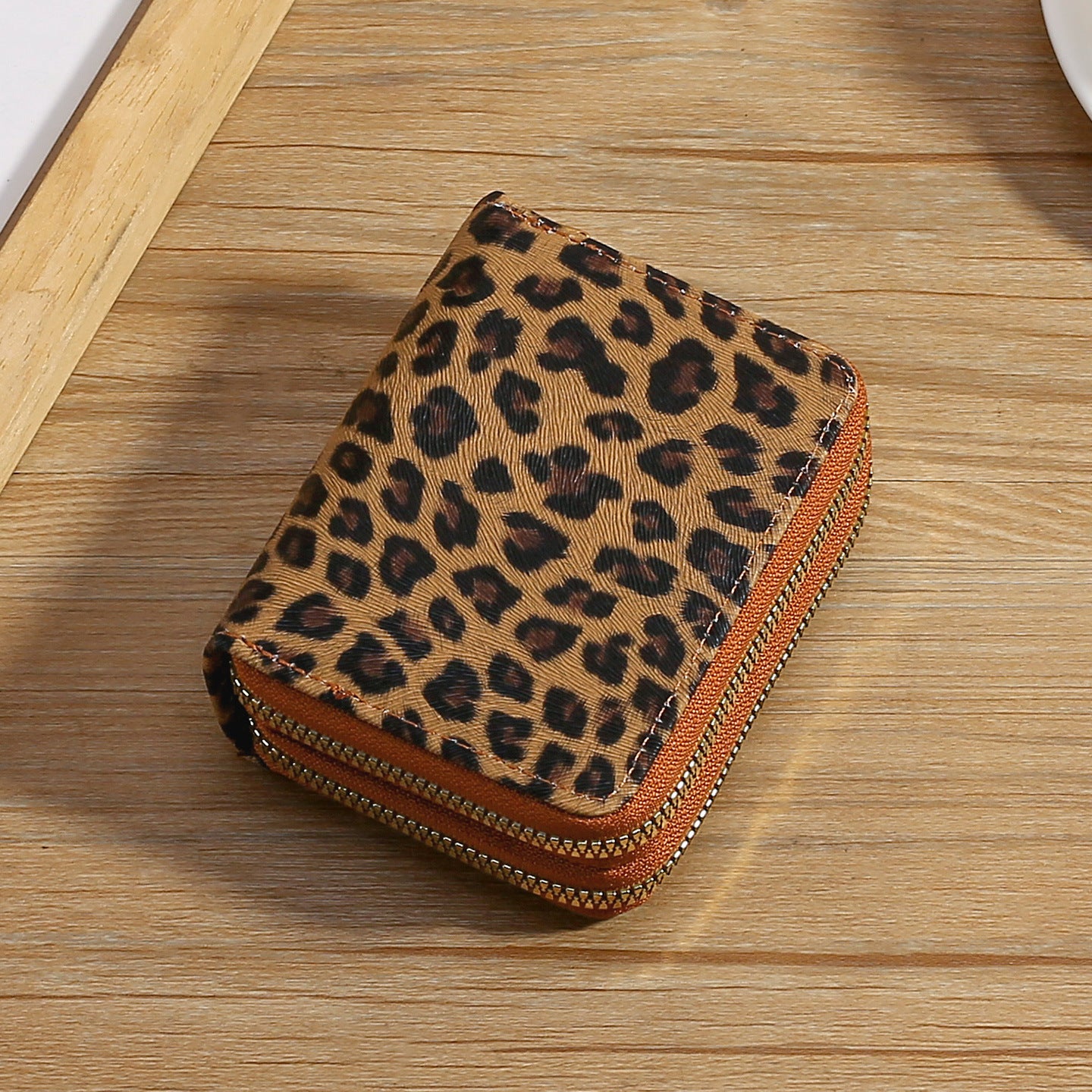 Wholesale Retro Leopard Print PU Coin Purse Double Zipper Card Holder Fashion Accessory Boutique Gift