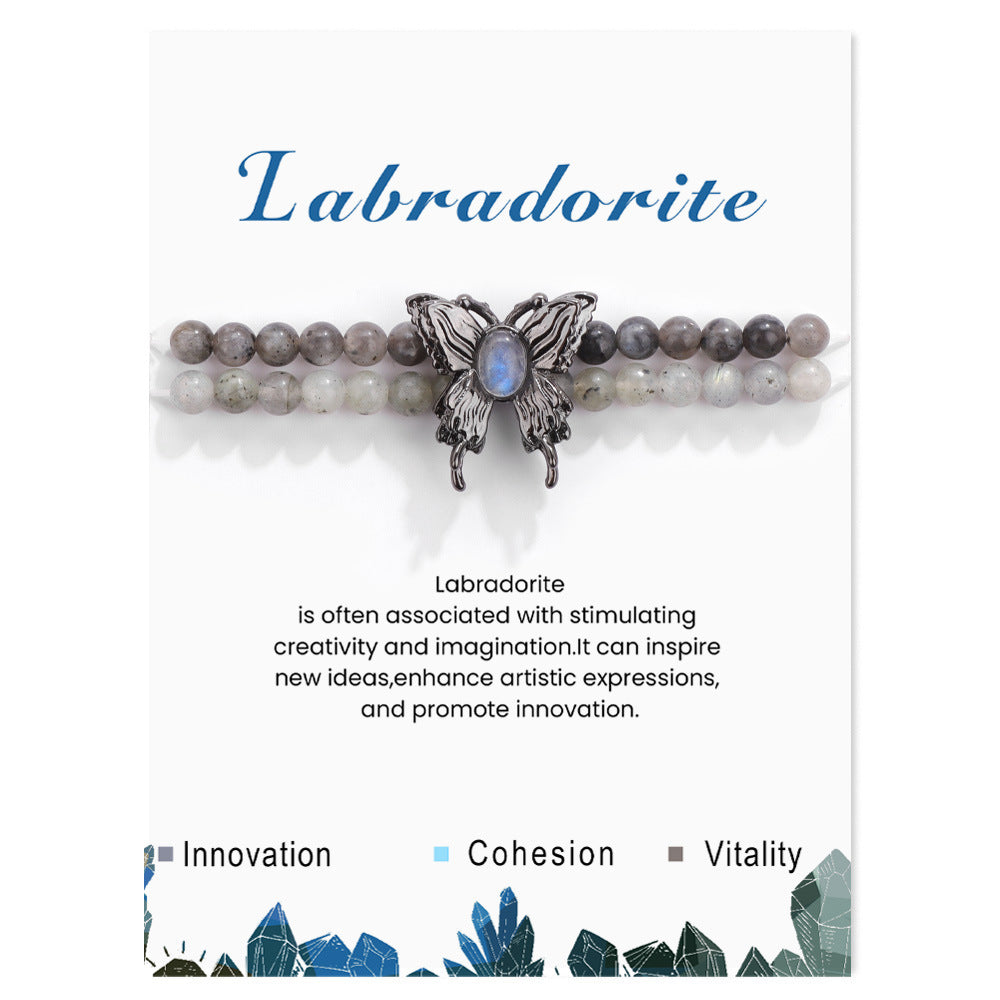 Wholesale Natural Amethyst Butterfly Double Layer Bracelet ACC-BT-YinYi008