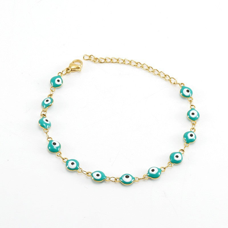 Wholesale 18K Stainless Steel Devil's Eye Stitch Bracelet Titanium Steel ACC-BT-Zhongy006