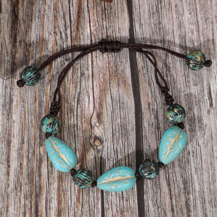 Wholesale Handmade Beaded Boho Vintage Ethnic Style Turquoise Bracelet ACC-BT-JunJie008