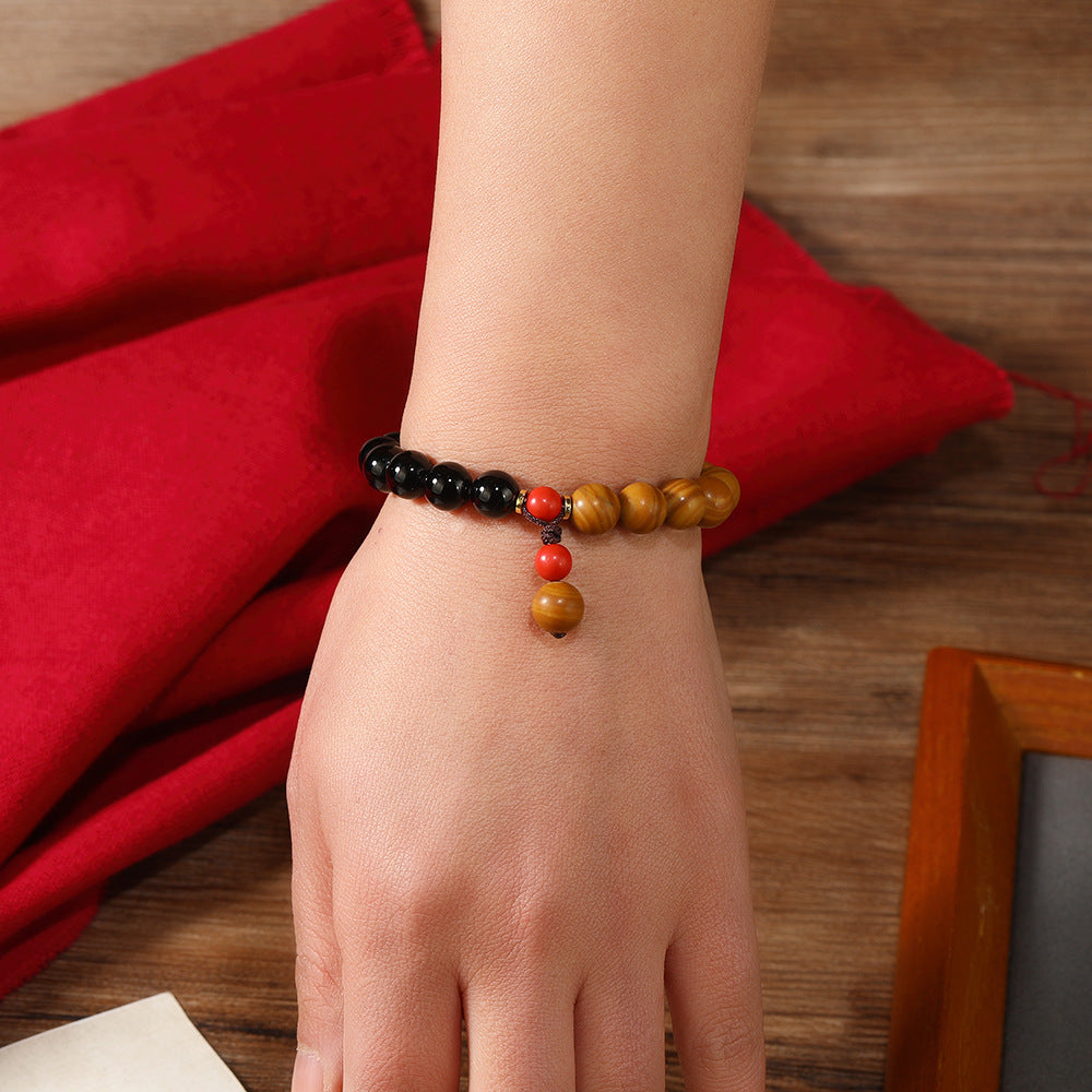 Wholesale New Chinese Style Natural Black Onyx Hand Woven Bracelet Ruyi Meditation Boutique Resale