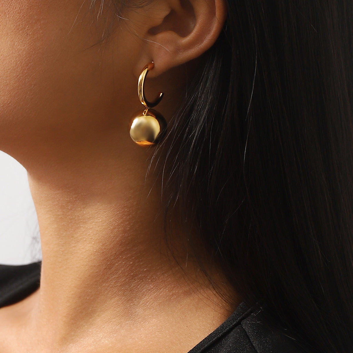 Wholesale Stainless Steel Earrings Simple Water Drop Ball Earrings ACC-ES-BP004