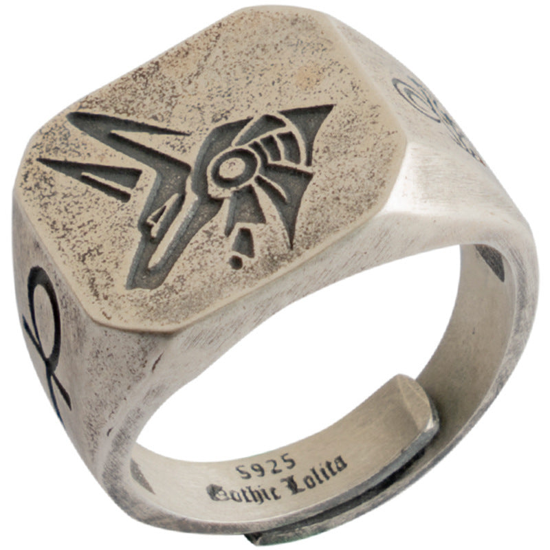 Wholesale Plain silver Egyptian god Horus eye silver ring