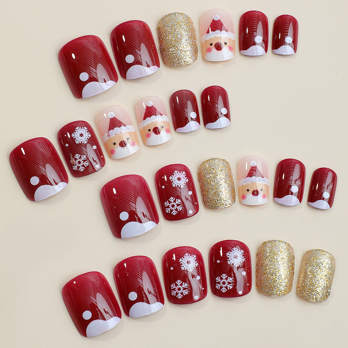 Wholesale 24pcs/box Glitter Nail Stickers Christmas Snowflake Wearable Nails Press-On Nail Set ACC-NS-HaoYi031
