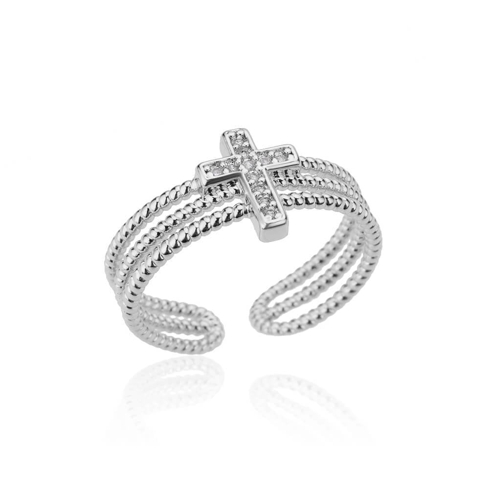 Wholesale  Cross Zircon Open Ring Fashion Accessory for Women