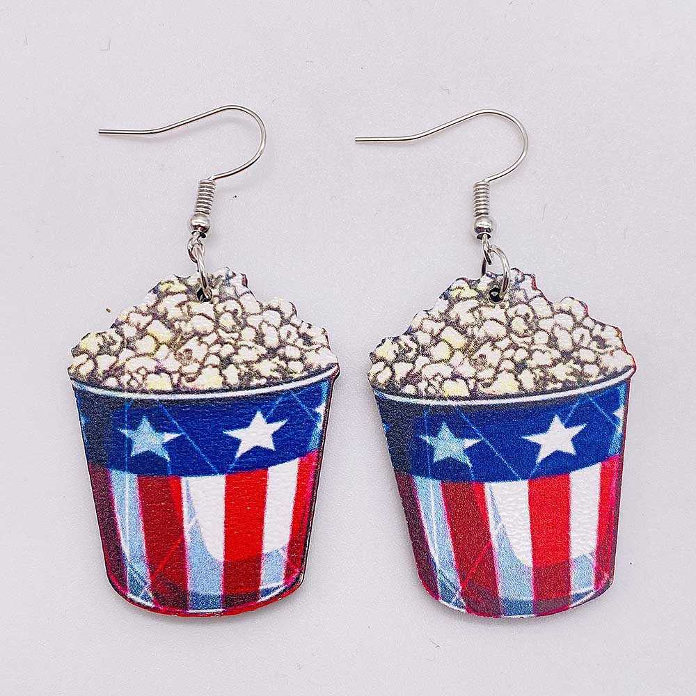 Wholesale American Independence Day Ice Cream Beach Wooden Earrings ACC-ES-Cheny014