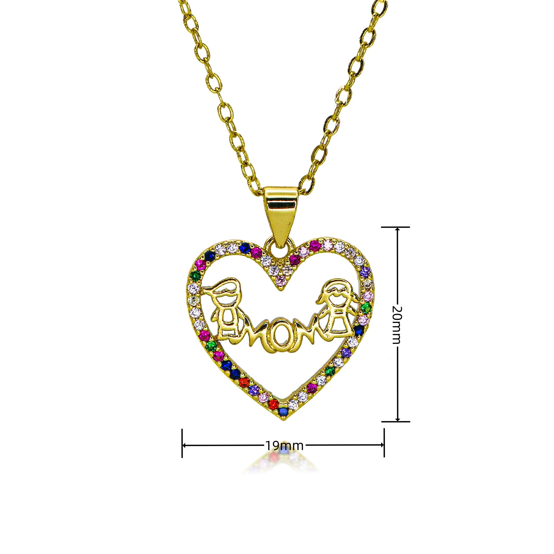 Wholesale mother's day jewelry creative zircon MOM heart-shaped letter pendant necklace