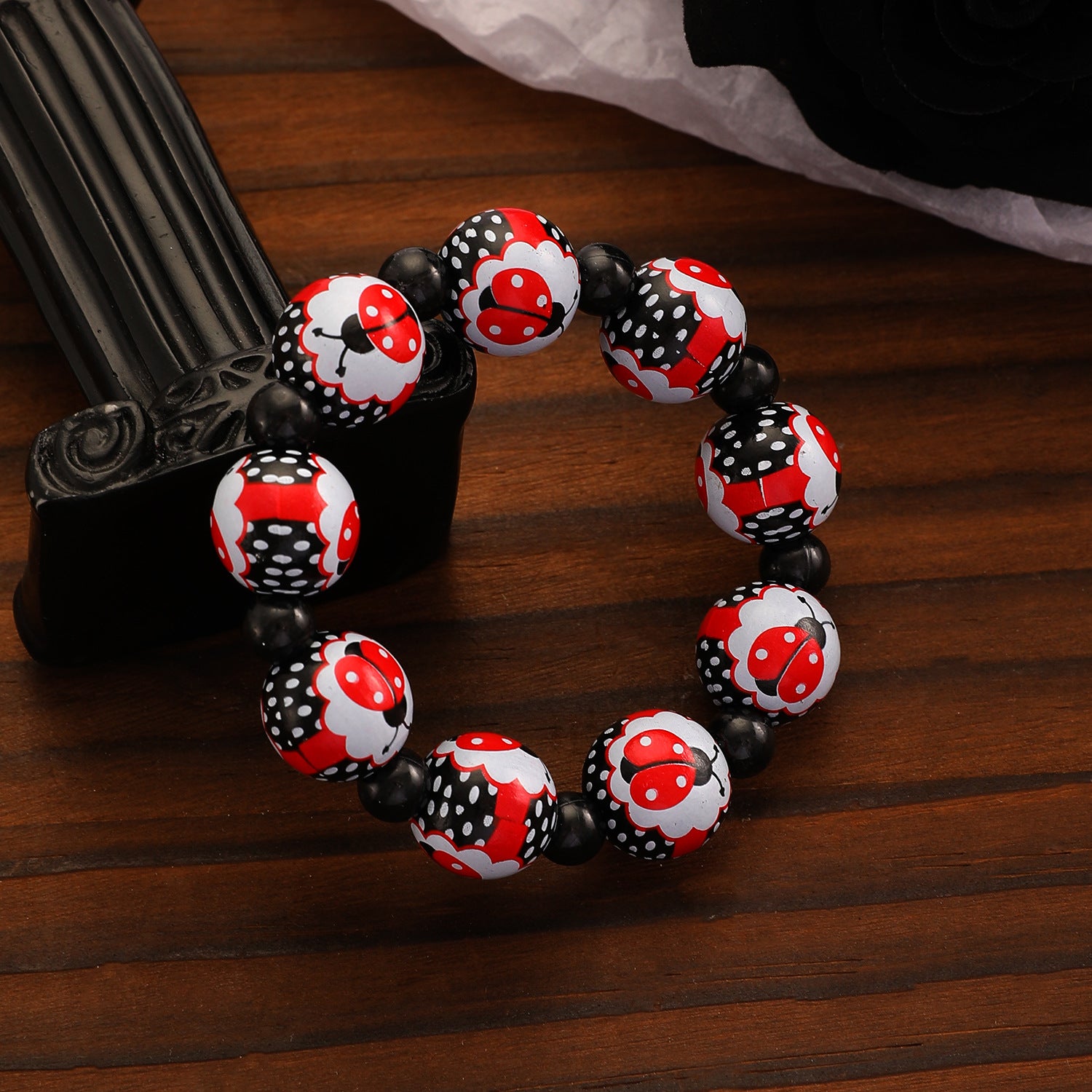 Wholesale Wood Beaded Bracelet with Pumpkin and  Print  Festival Jewelry Accessory