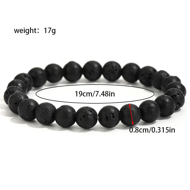 Wholesale Volcanic Stone Beaded Bracelet Retro Punk Men S Elastic Stretch Jewelry Accessory