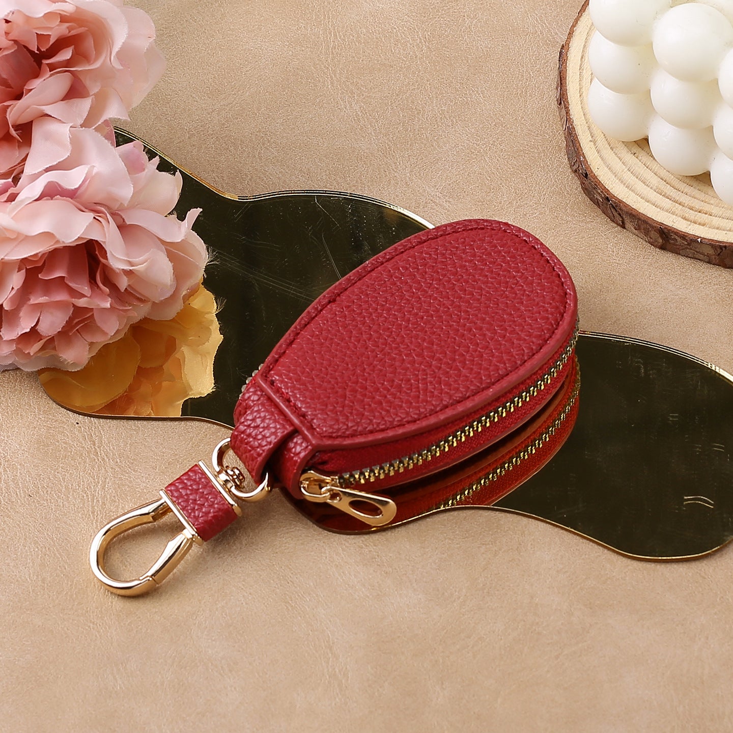 Wholesale Urban Car Key Bag PU Leather Keychain Pouch Stylish Solid Color Key Organizer For Men Women Car Key Accessory Gift