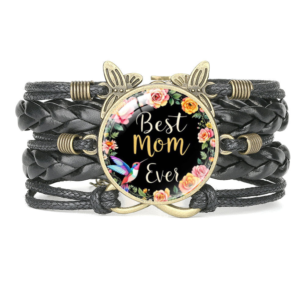 Wholesale Letter mom multi-layer braided leather bracelet