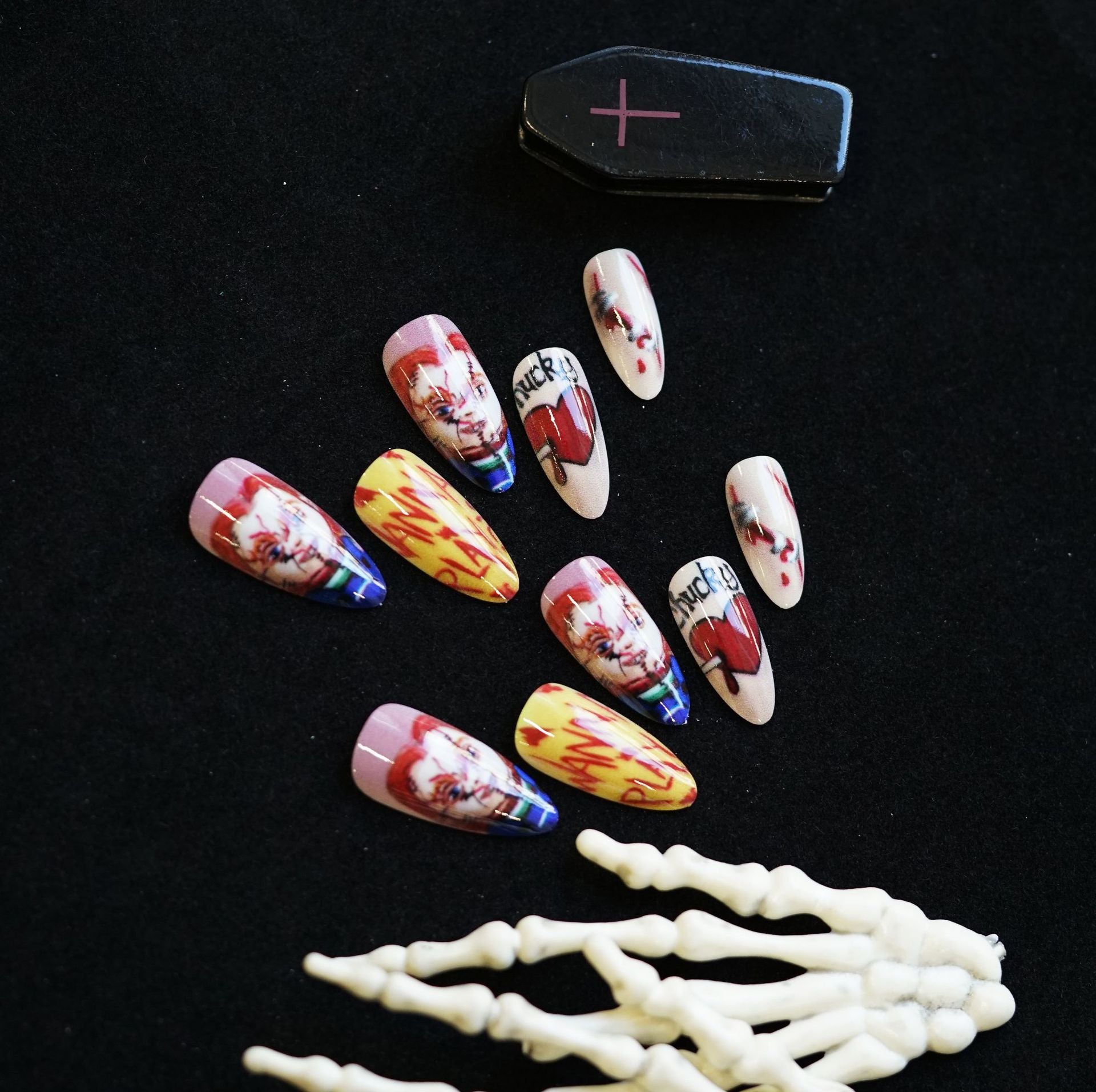 Wholesale 24 Pieces/ box  Horror Face Nails Kits Nail Stickers