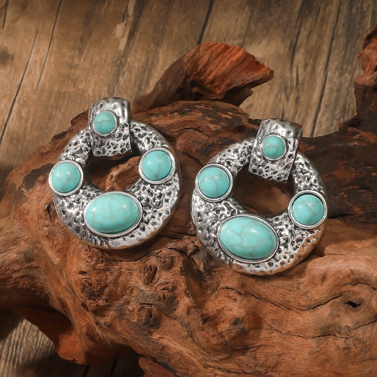 Wholesale Bohemian Vintage Ethnic Style Turquoise Earrings ACC-ES-JunJie003