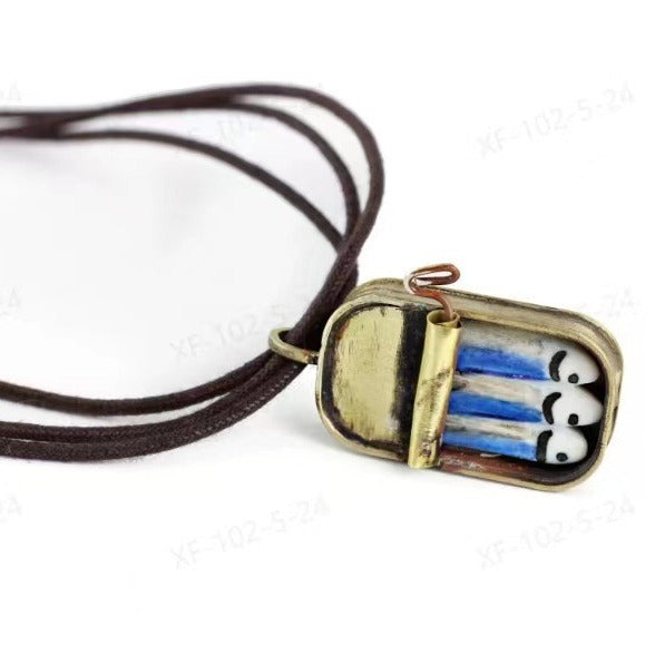 Wholesale  Creative Strange Sardine Canned Pendant Acrylic Necklace Personalized Style Ring