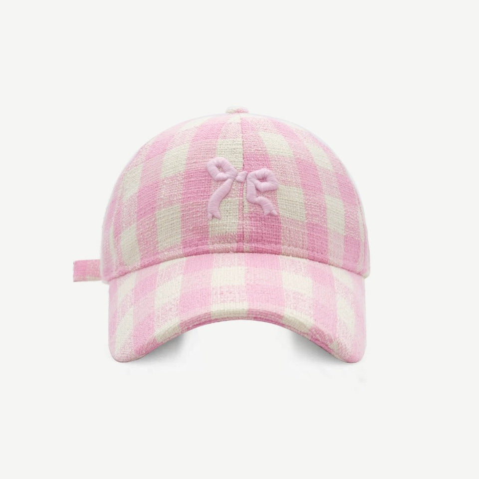 Wholesale Vintage Bow Hat Embroidery Plaid Cap Baseball Cap ACC-HT-JianYang001