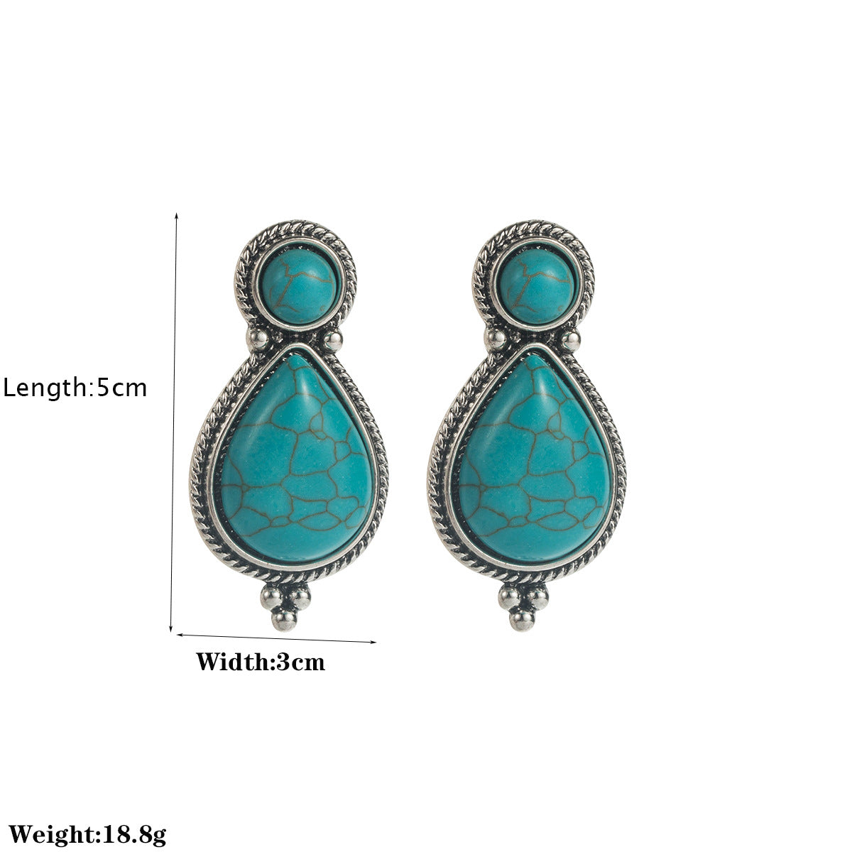 Wholesale Bohemian Turquoise Pendant Earrings,  Alloy Inlaid Turquoise,  Fashion Accessory for Resale
