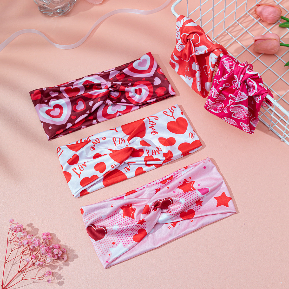 Wholesale Valentine's Day Printed Heart Shaped Headband