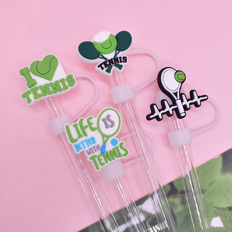 Wholesale Random 100pcs Tennis Sports Straw Cover 10MM Straw Tube Cap