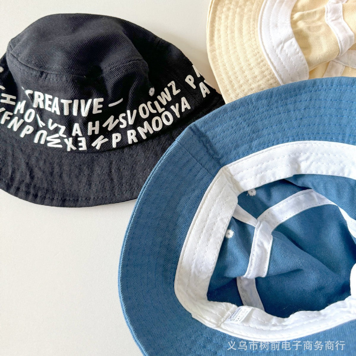 Wholesale Letter Washed Denim Cotton Children's  Bucket Hat
