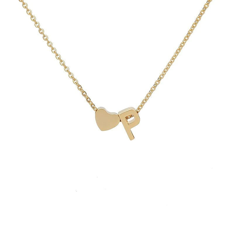 Wholesale Trendy Heart Letter Love Necklace Titanium Steel Gold Inlaid Fashion Jewelry Accessory