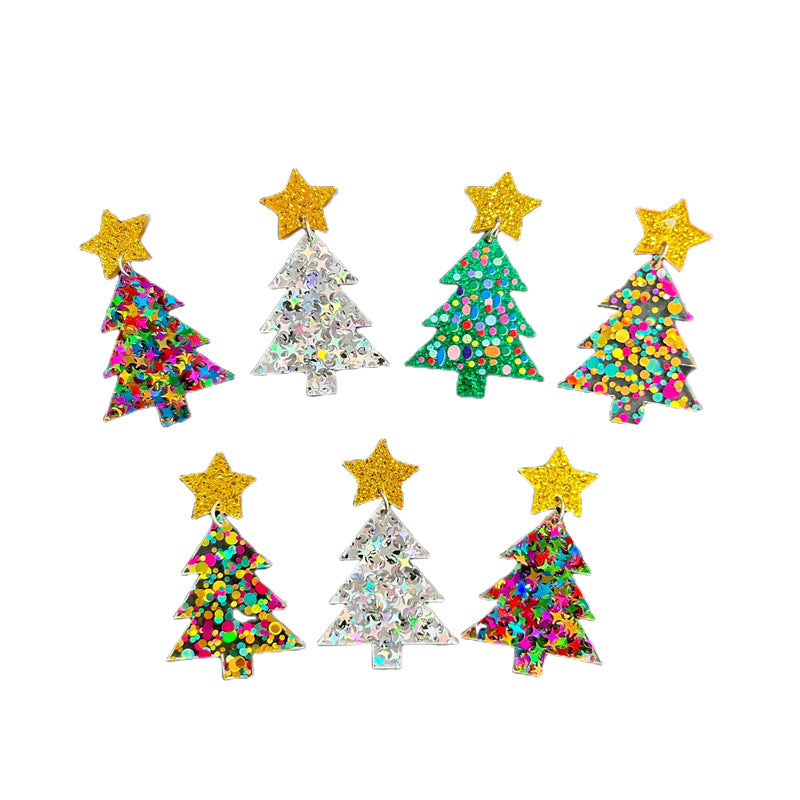 Wholesale Christmas Tree Rainbow Koala Dinosaur Cactus Gingerbread Man Acrylic Earrings ACC-ES-XP012