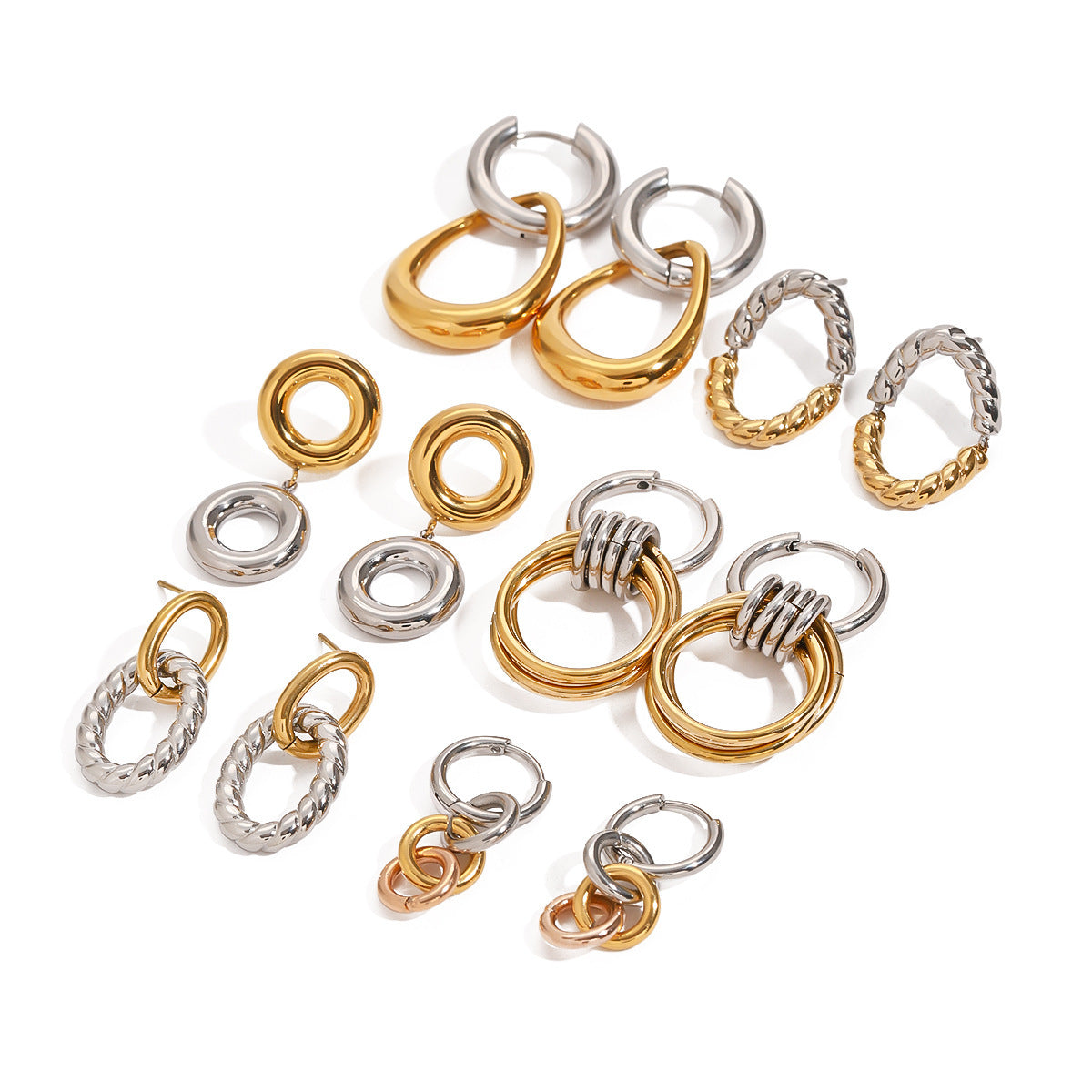 Wholesale  stainless steel color matching circle earrings