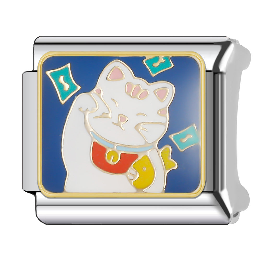 Wholesale Italian Charm Bracelet 9mm DIY Splicing Stainless Steel Goodnight Series Cartoon Composable Bracelet