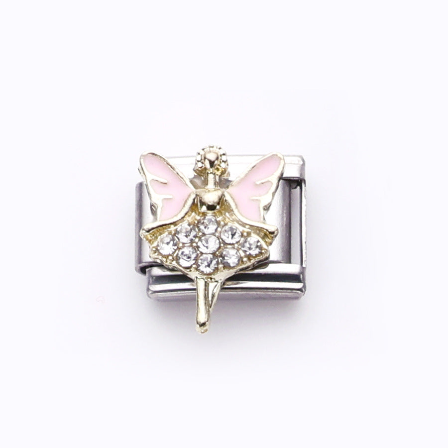 Wholesale 10pcs Italian Charm Bracelet 9mm DIY Splicing Heart Shell Stainless Steel Composable Bracelet