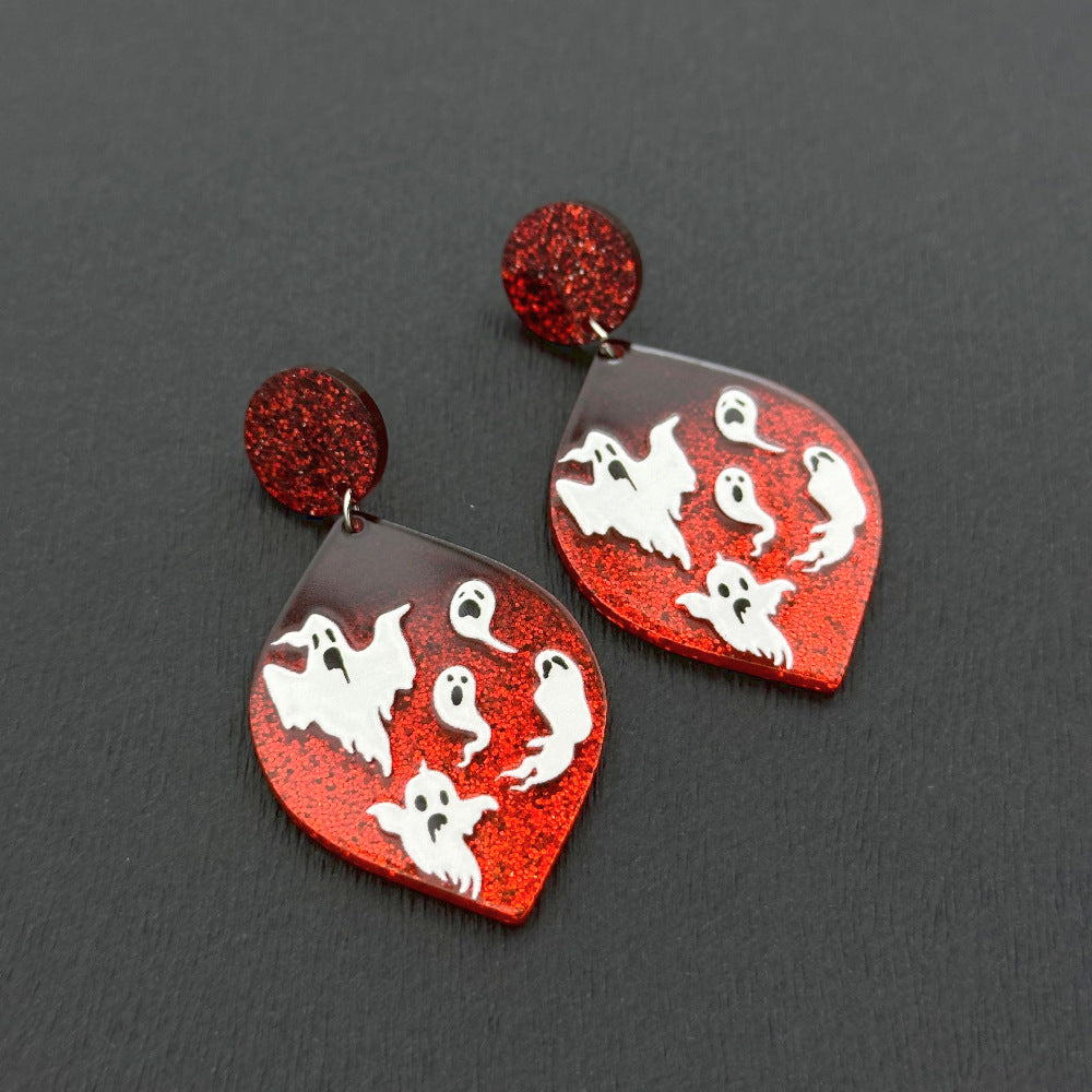 Wholesale Halloween Skull Ghost Acrylic Earrings ACC-ES-Weiw004