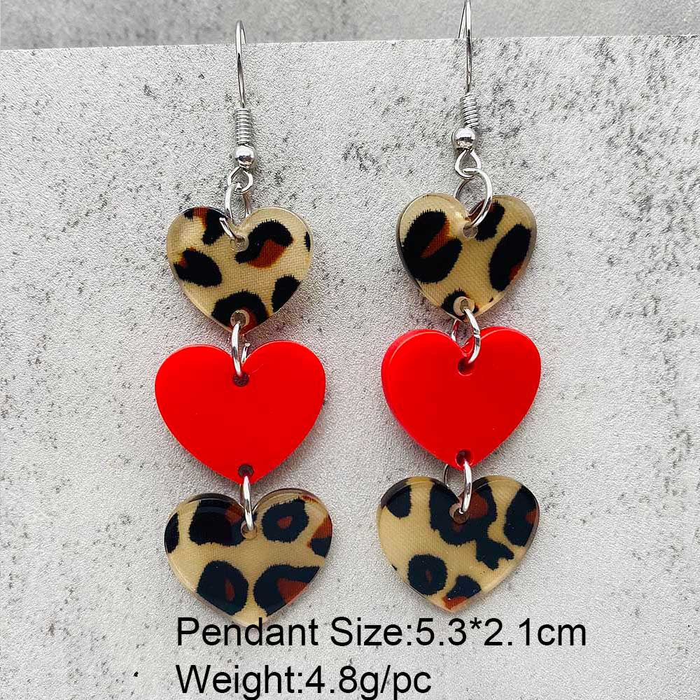 Wholesale Valentine's Day Leopard Heart Earrings