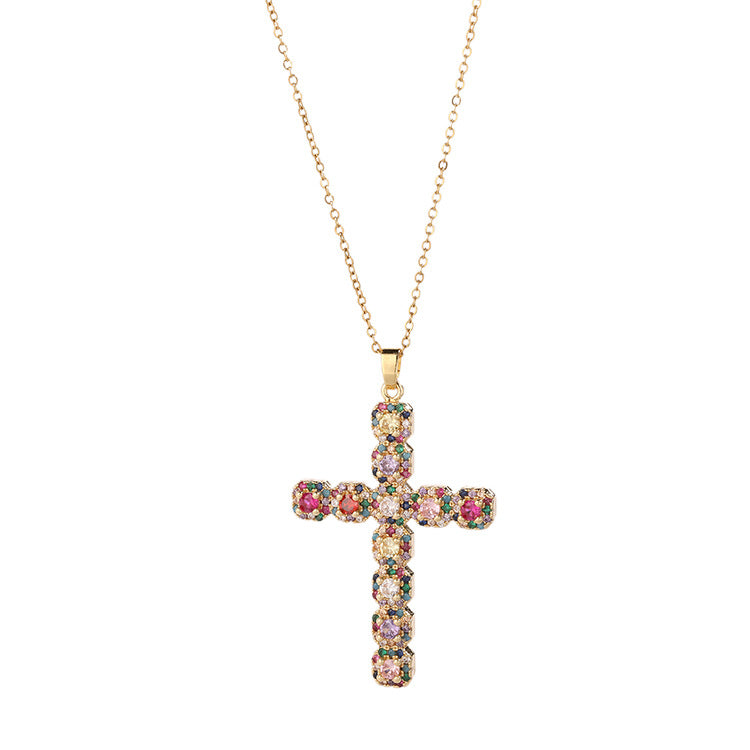 Wholesale Zircon Cross Pendant Necklaces Zircon Clavicle Chain ACC-NE-SY009