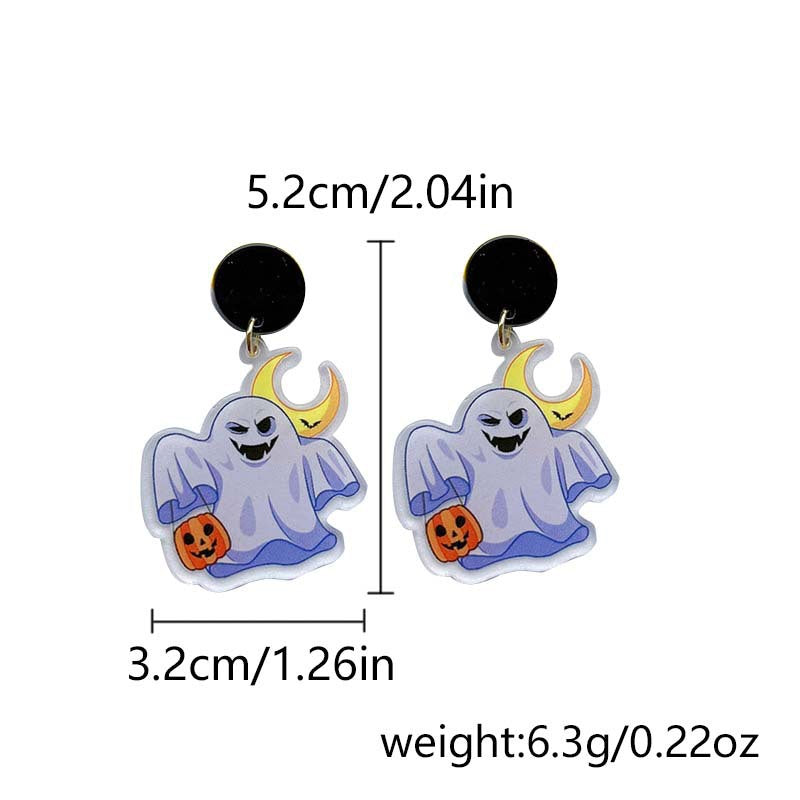 Wholesale Halloween Funny Horror Skull Ghost Acrylic Earrings ACC-ES-YingHao002