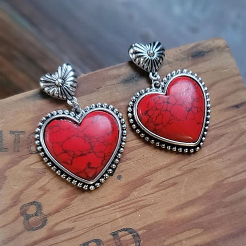 Wholesale Trendy Turquoise Heart Earrings for Women - Alloy Electroplated,  Jewelry Accessory for Party and Everyday