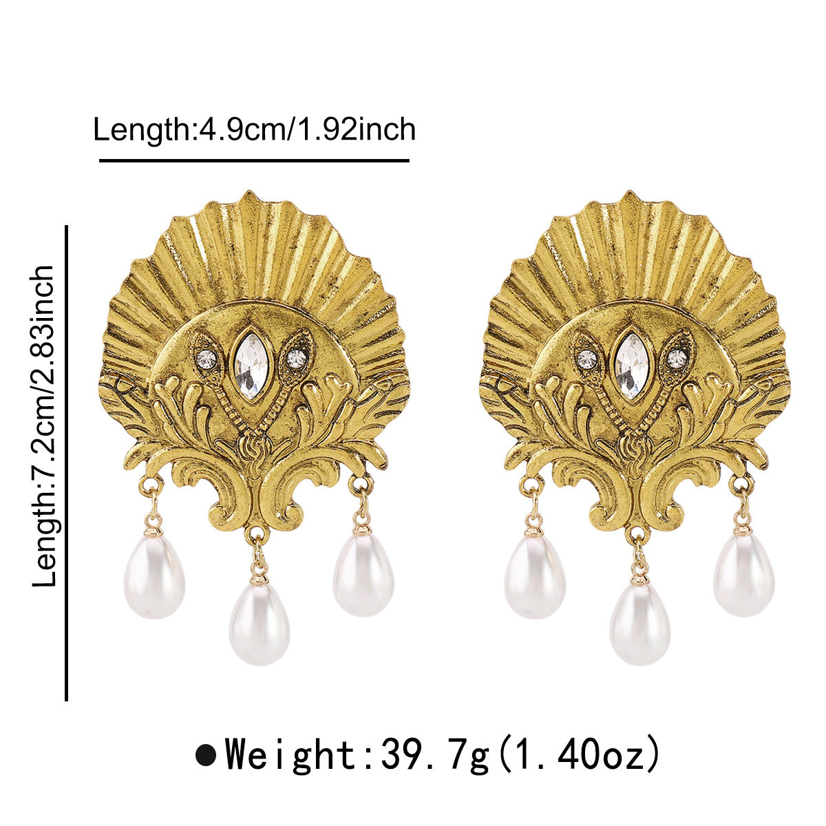 Wholesale Creative Retro Palace Style Alloy Earrings Pearl Earrings