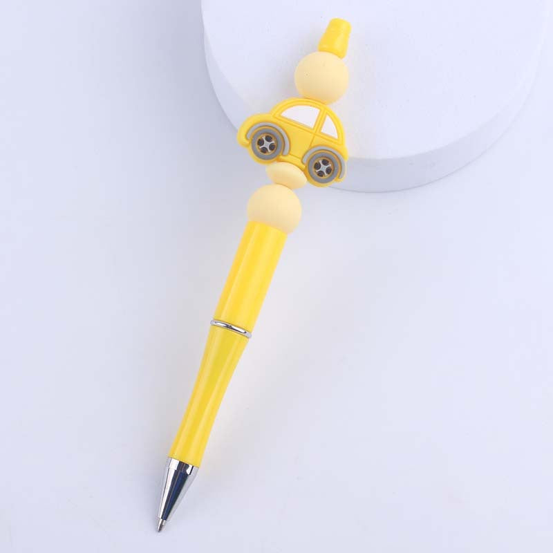 Wholesale  creative handmade cartoon car silicone color plastic beaded pen