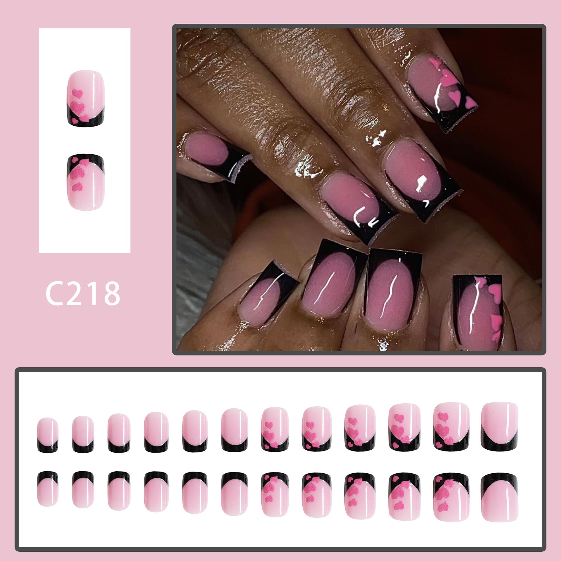 Wholesale 24 Pieces/box Valentine's Day Short Glossy Love Manicure Press-on Nails Kits Nail Stickers ACC-NS-GuaiXL054