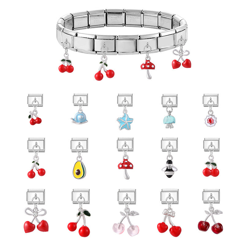Wholesale  Italian Charm Bracelet 9mm DIY Splicing Cute Creative Stainless Steel Composable Bracelet