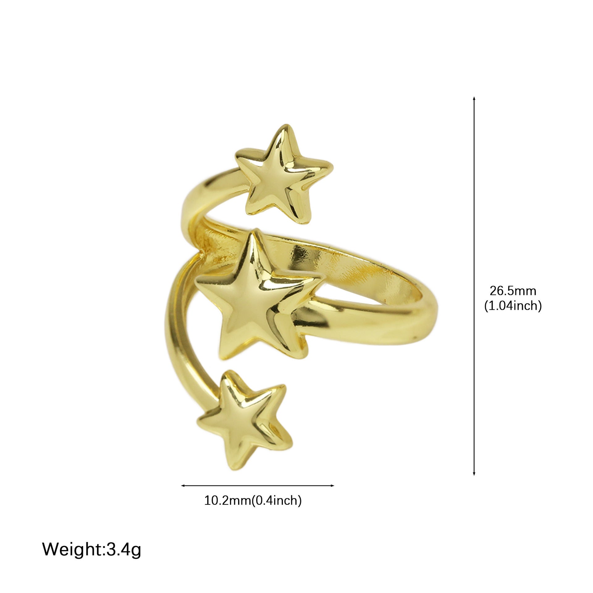 Wholesale High-End Brass Color-Preserving Glossy Large and Small Love Heart-Shaped Star Flower-Shaped Fashion Open Ring