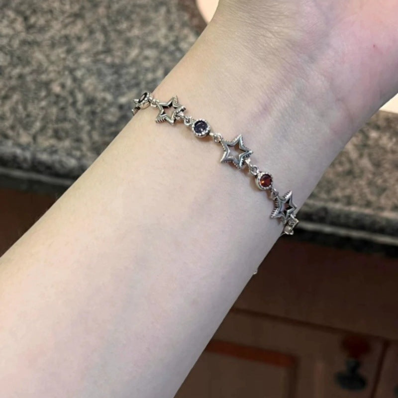 Wholesale Copper Electroplated Five-Pointed Star Bracelet Vintage Y2K Women' s Fashion Accessory