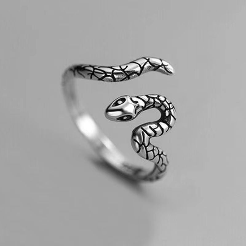 Wholesale S925 Sterling Silver Open Ring Elegant Snake Retro Ring