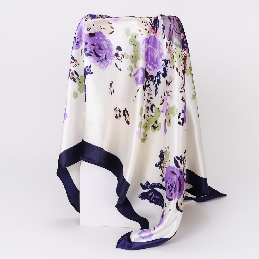 Wholesale Big leaf printed 90cm silk scarf