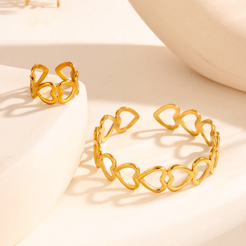 Wholesale Titanium Steel love simple classic temperament versatile opening adjustable jewelry