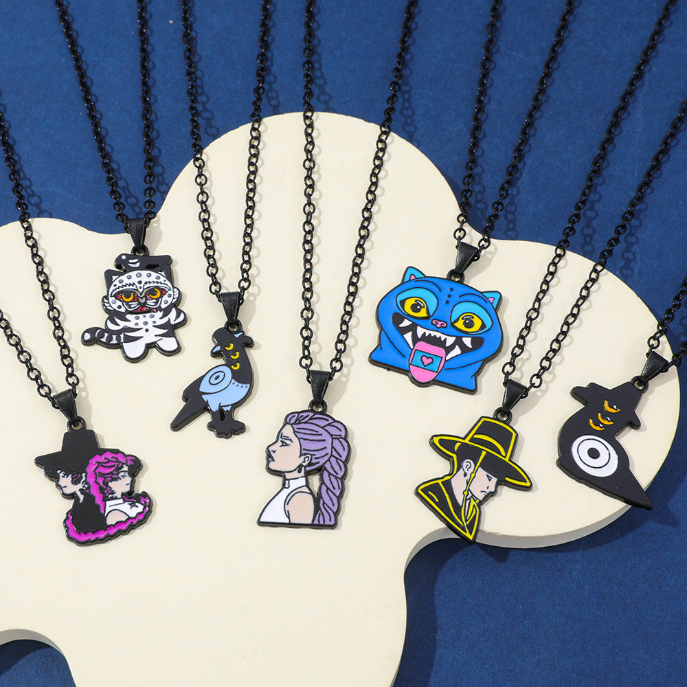 Wholesale K-pop witch hunter group necklace cartoon oil drop pendant