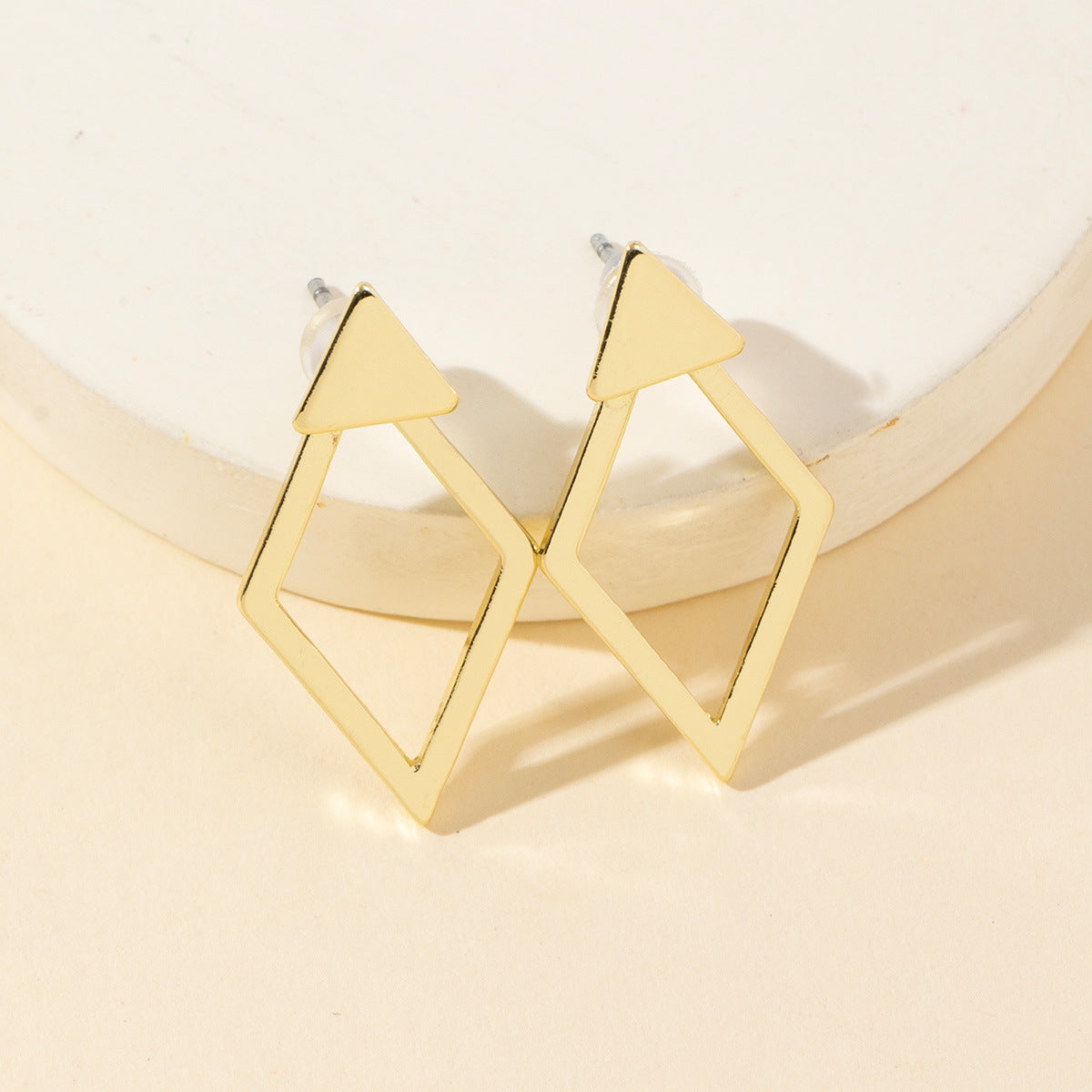 Wholesale geometric diamond double-layer  earrings