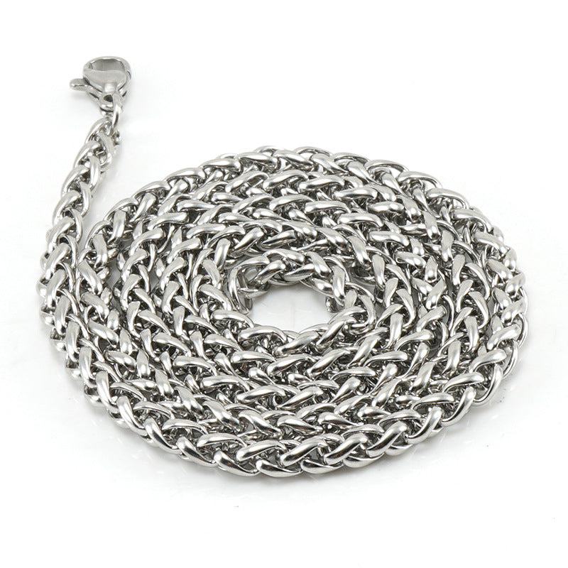 Wholesale  Blade Chain Necklace Stainless Steel Square Pearl Chain