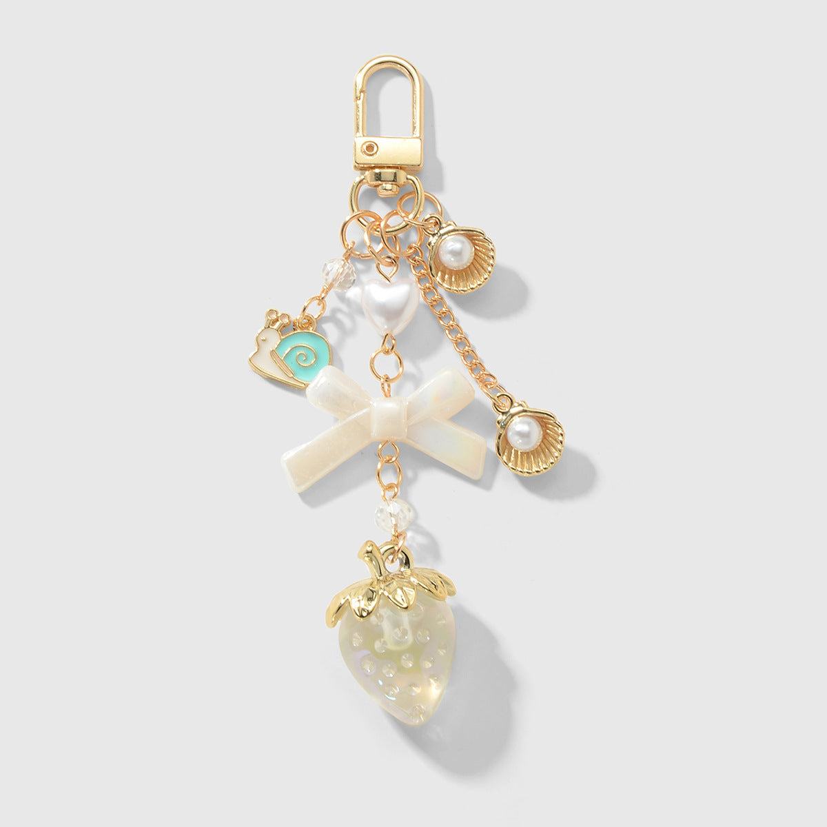 Wholesale Zinc alloy and resin butterfly knot strawberry keychain